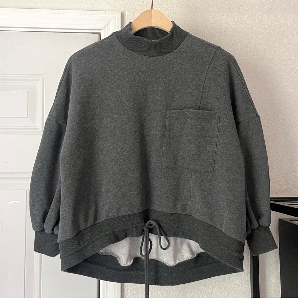 NAP‎ grey cotton blend boxy oversized puff sleeve sweater